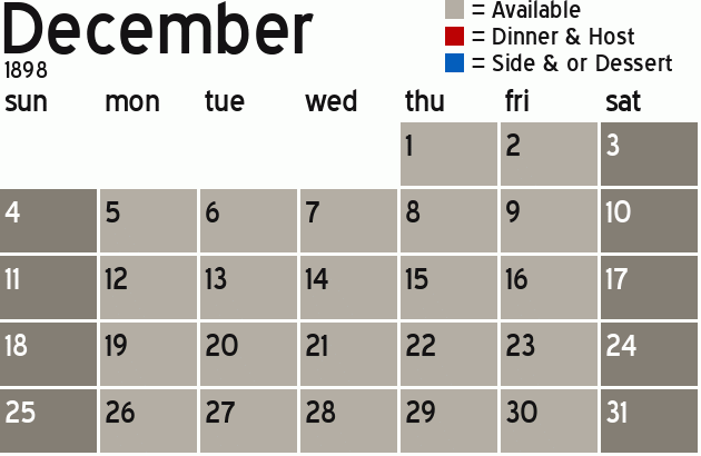 Missionary Dinner Calendar