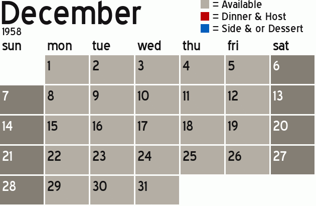 Missionary Dinner Calendar