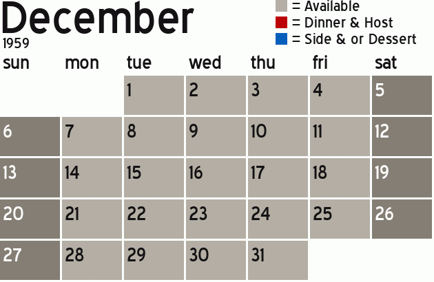 Missionary Dinner Calendar