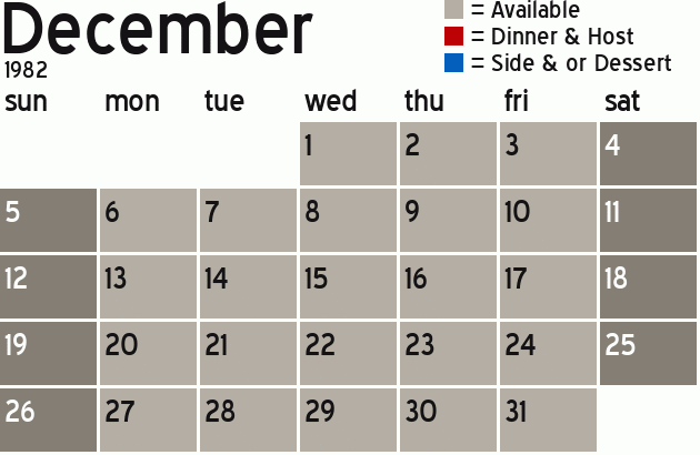 Missionary Dinner Calendar
