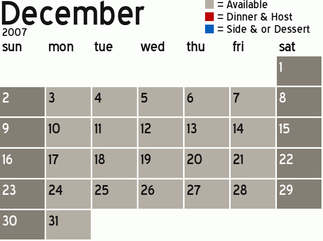 Missionary Dinner Calendar