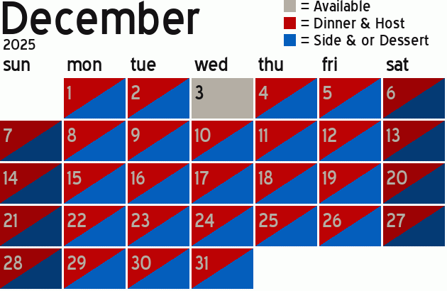 Missionary Dinner Calendar
