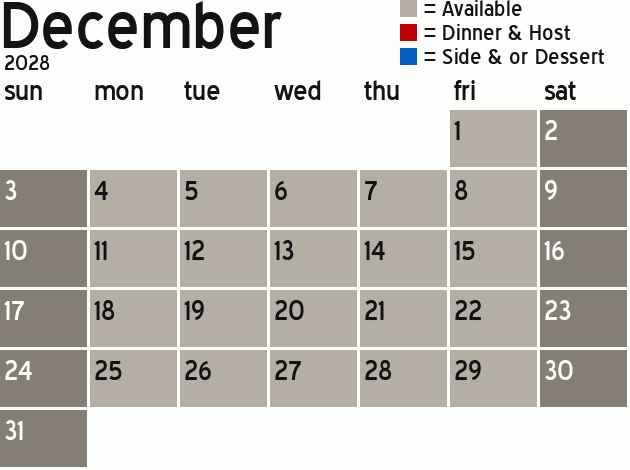 Missionary Dinner Calendar